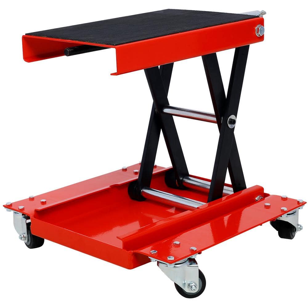 Tidoin 1100 lb. Red Heavy Duty Dolly Wide Deck Scissor Lift Jack with 4-Wheel (1)