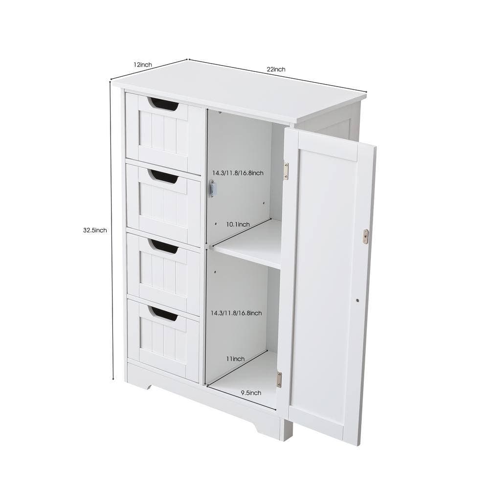 Amucolo 22 in. W x 12 in. D x 32.5 in. H White Bathroom Storage Cabinet Freestanding Linen Cabinet with Adjustable Shelf (2)