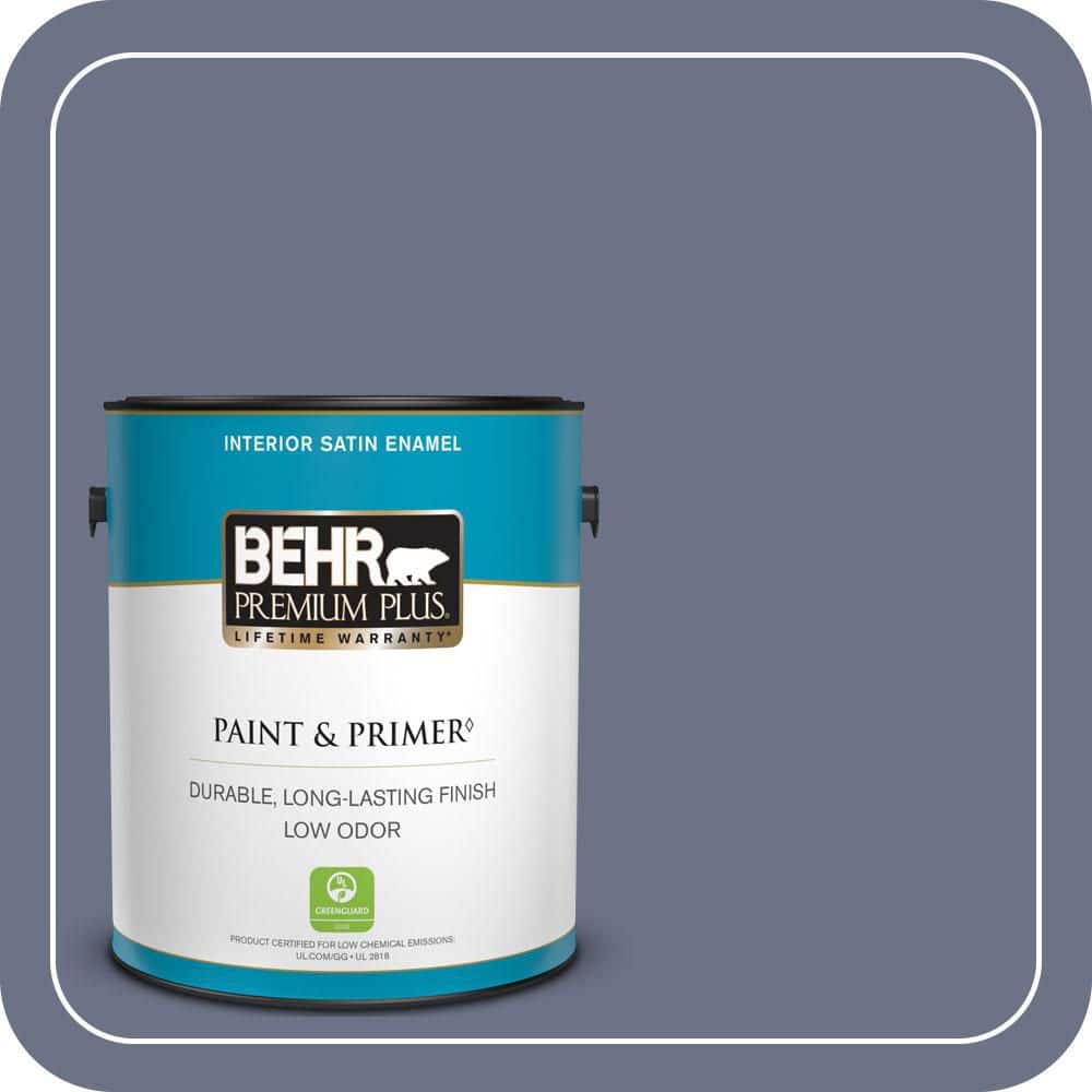 BEHR PREMIUM PLUS 1 gal. #PPU16-17 Blue Aura Satin Enamel Low Odor Interior Paint & Primer