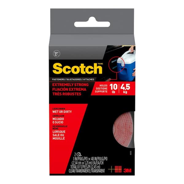 Scotch 1 in. x 4 ft. Clear Extreme Fasteners, 1 Set of Strips (2)