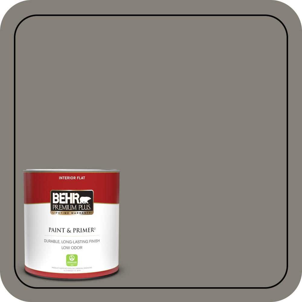 BEHR PREMIUM PLUS 1 qt. #N360-5A Wood Ash Flat Low Odor Interior Paint & Primer