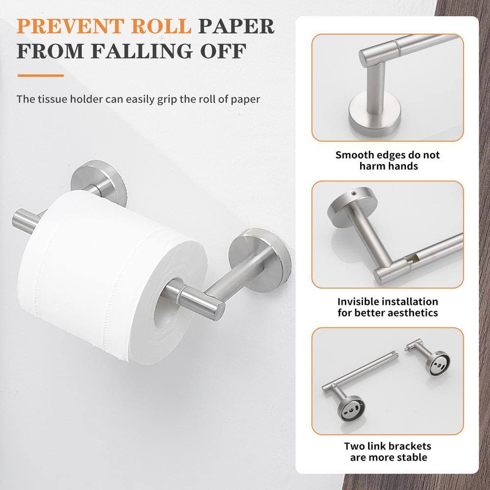 BWE 2-Piece Bath Hardware Set with Towel Ring Toilet Paper Holder Toilet Paper Holder (4)