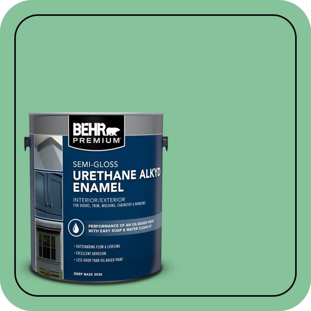 BEHR PREMIUM 1 gal. #P410-4 Willow Hedge Urethane Alkyd Semi-Gloss Enamel Interior/Exterior Paint (1)
