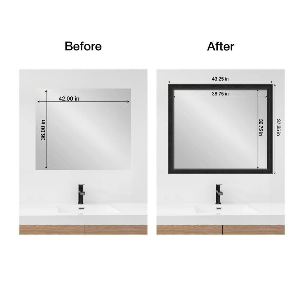 Amanti Art Mirror Makeover Shipwreck Black Narrow 43.25 in. W x 37.25 in. H Bathroom Mirror Frame Border Kit-Fits a 42 x 36 mirror (2)