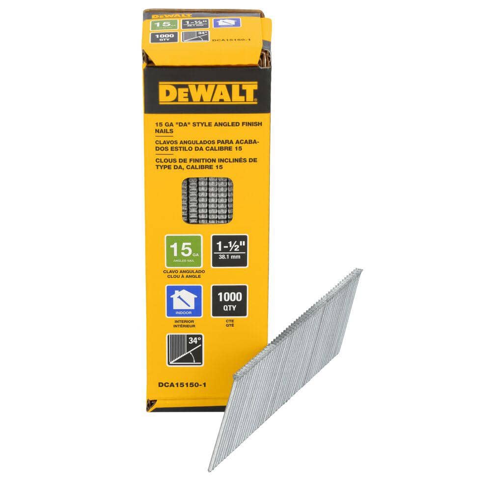 DEWALT 1-1/2 in. x 15-Gauge DA 34-Degree Bright Finish Nails (1000-Pack) (1)