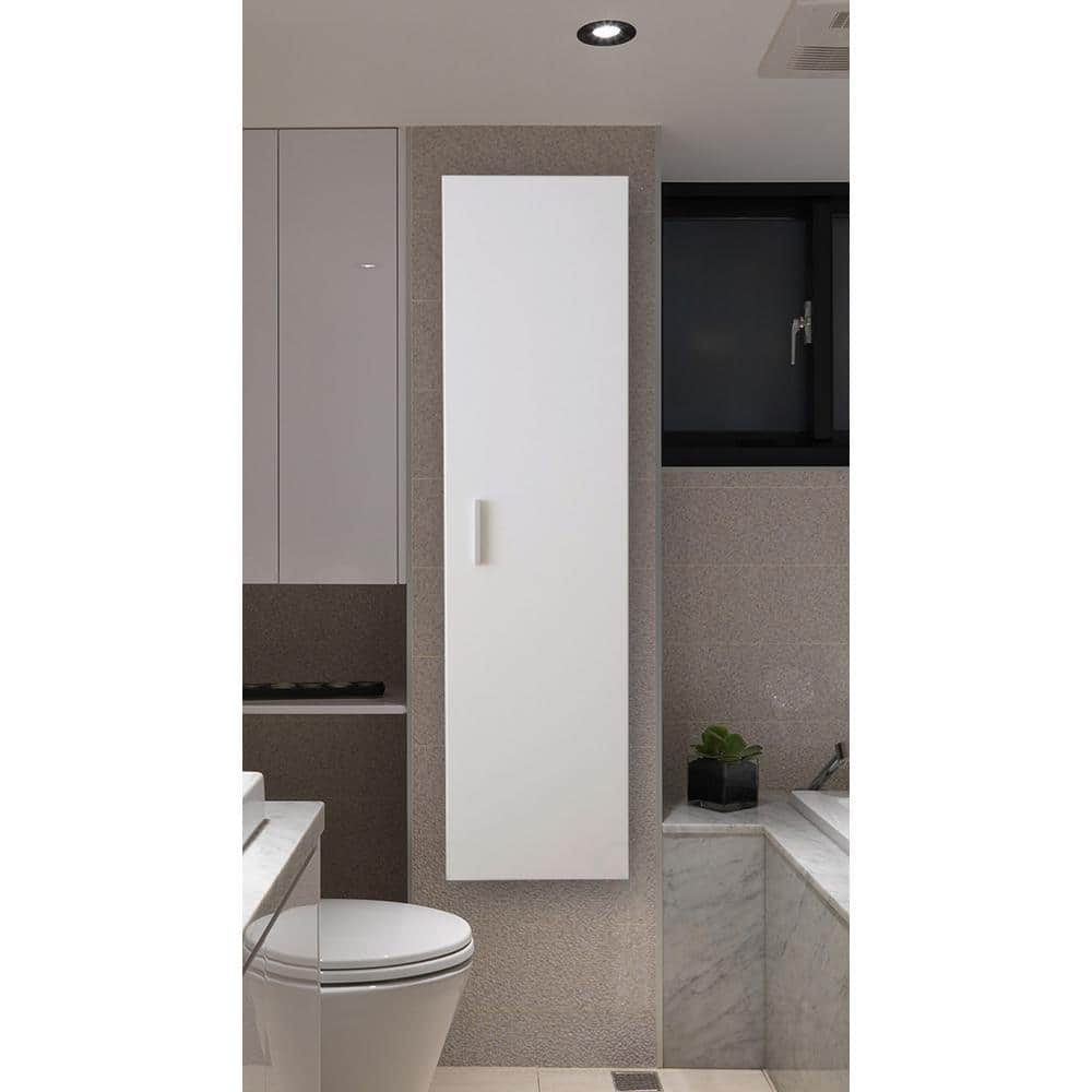 Basicwise Modern Long Bathroom Wall Mounted Cabinet in White (1)