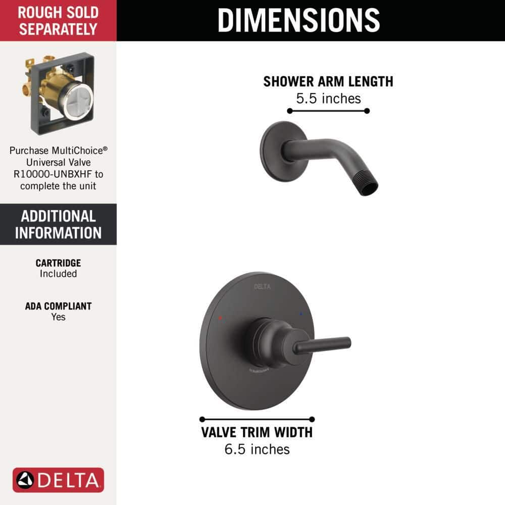 Delta Trinsic Less Shower Head Rough Not Included 1-Handle Shower Faucet in Matte Black (Valve Not Included) (2)