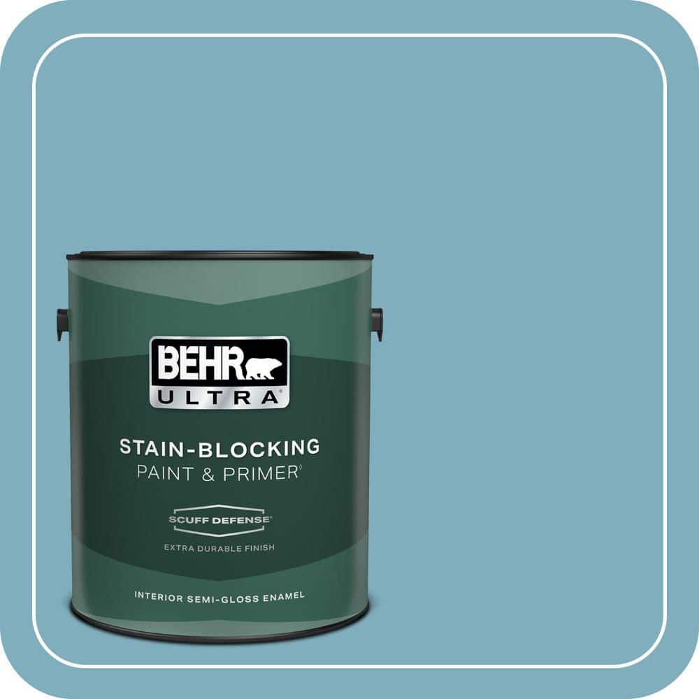 BEHR ULTRA 1 gal. #PMD-83 Porcelain Blue Extra Durable Semi-Gloss Enamel Interior Paint & Primer