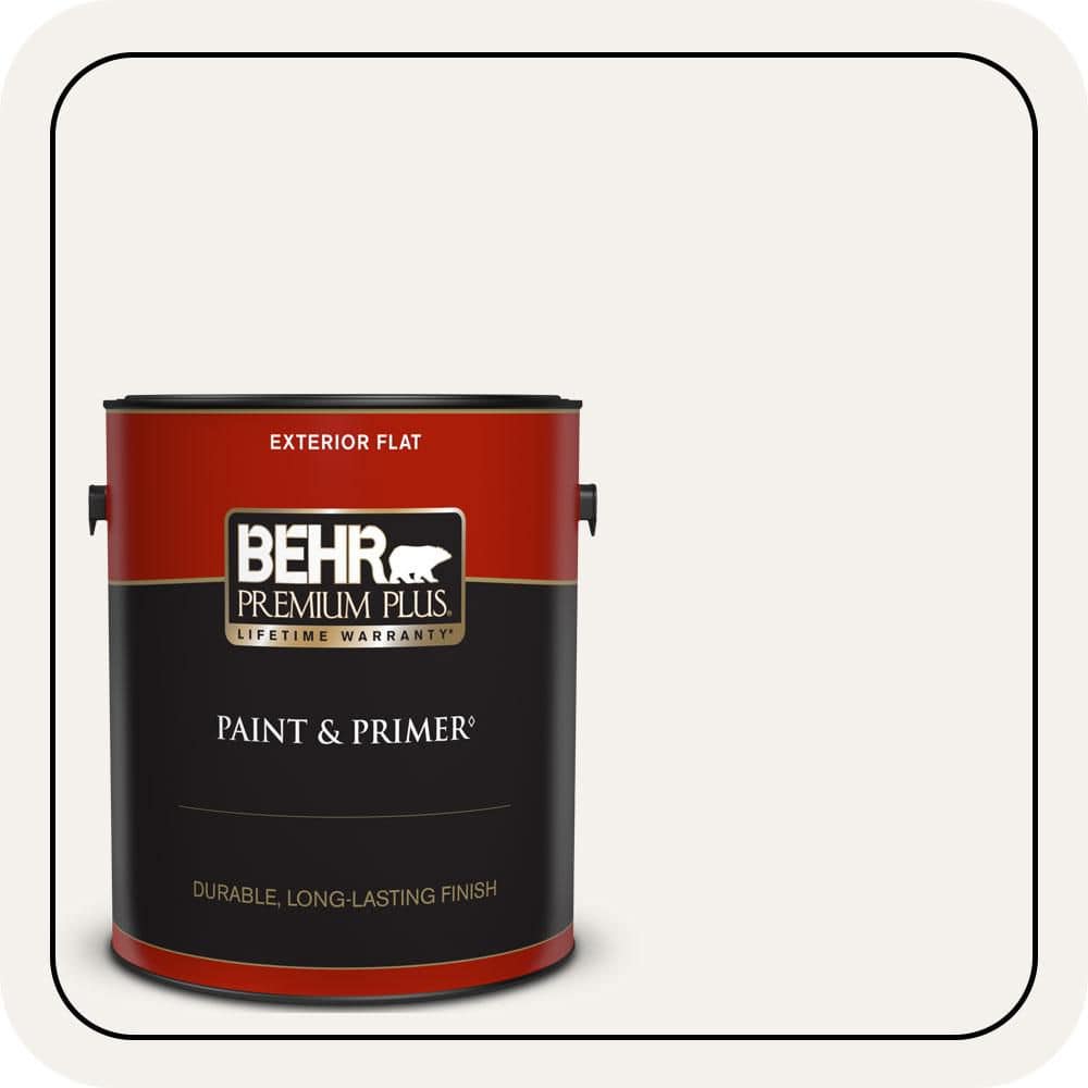 BEHR PREMIUM PLUS 1 gal. #W-B-600 Luster White Flat Exterior Paint & Primer