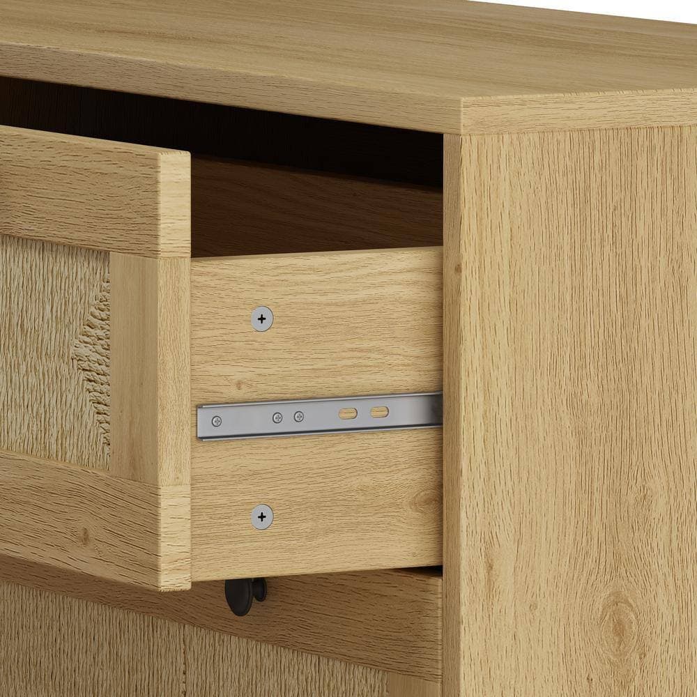 Unbranded 15.75 in. W x 30.31 in. D x 29.92 in. H Oak Beige Linen Cabinet with 3 Rope Woven Drawers (3)