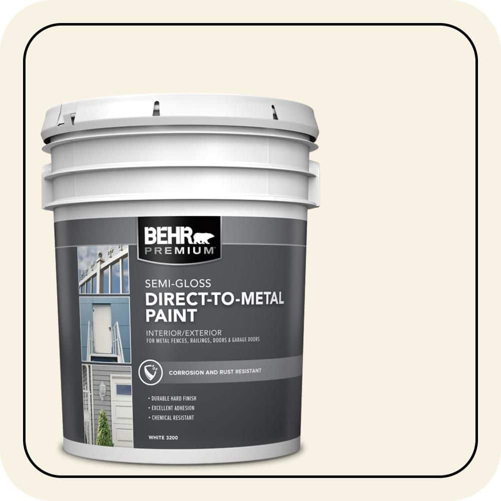 BEHR PREMIUM 5 gal. #YL-W09 Spun Cotton Semi-Gloss Direct to Metal Interior/Exterior Paint