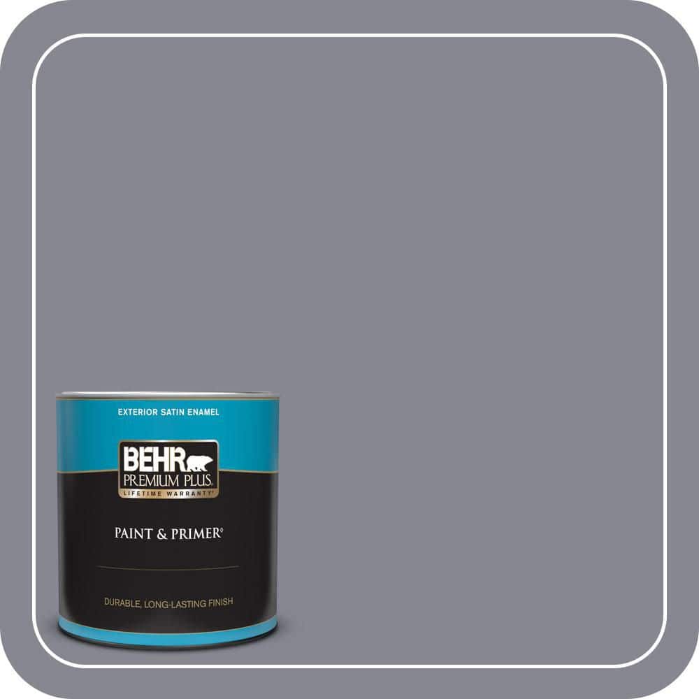 BEHR PREMIUM PLUS 1 qt. #PPU16-15 Gray Heather Satin Enamel Exterior Paint & Primer