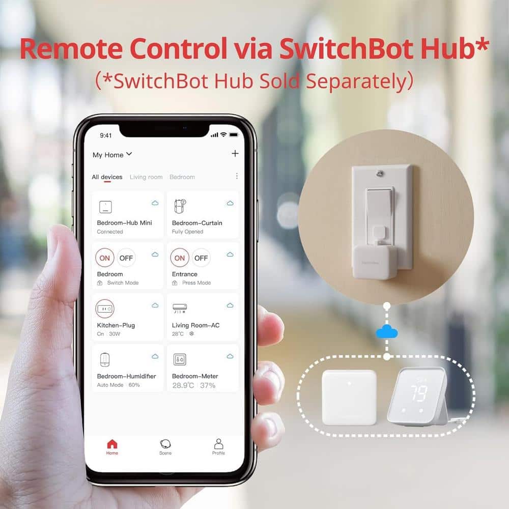 Ahfiwaso Smart Switch Fingerbot Button Pusher with Timer and App Control for Rocker Switches and 1-Way Buttons, Black (3)