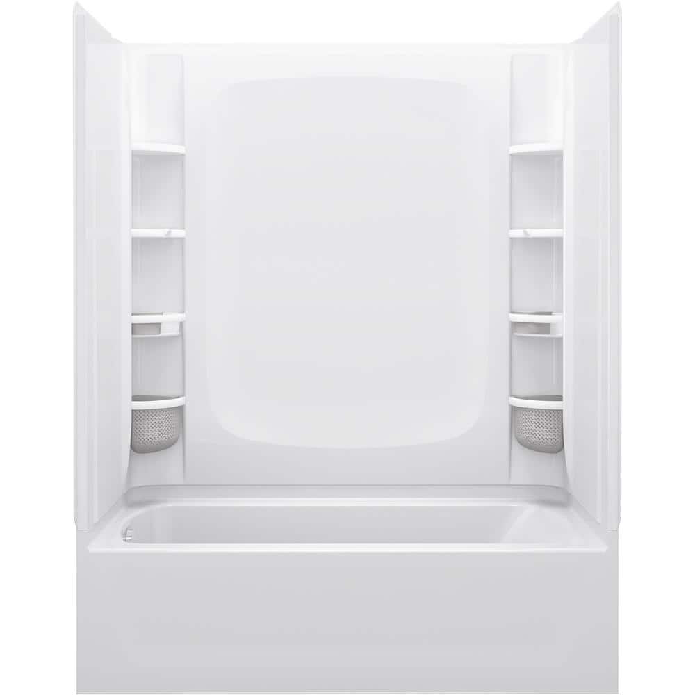 Sterling STORE+ 30 in. W x 59.25 in. H Three Piece Direct-to-Stud Tub Alcove Wall Surround in White (3)
