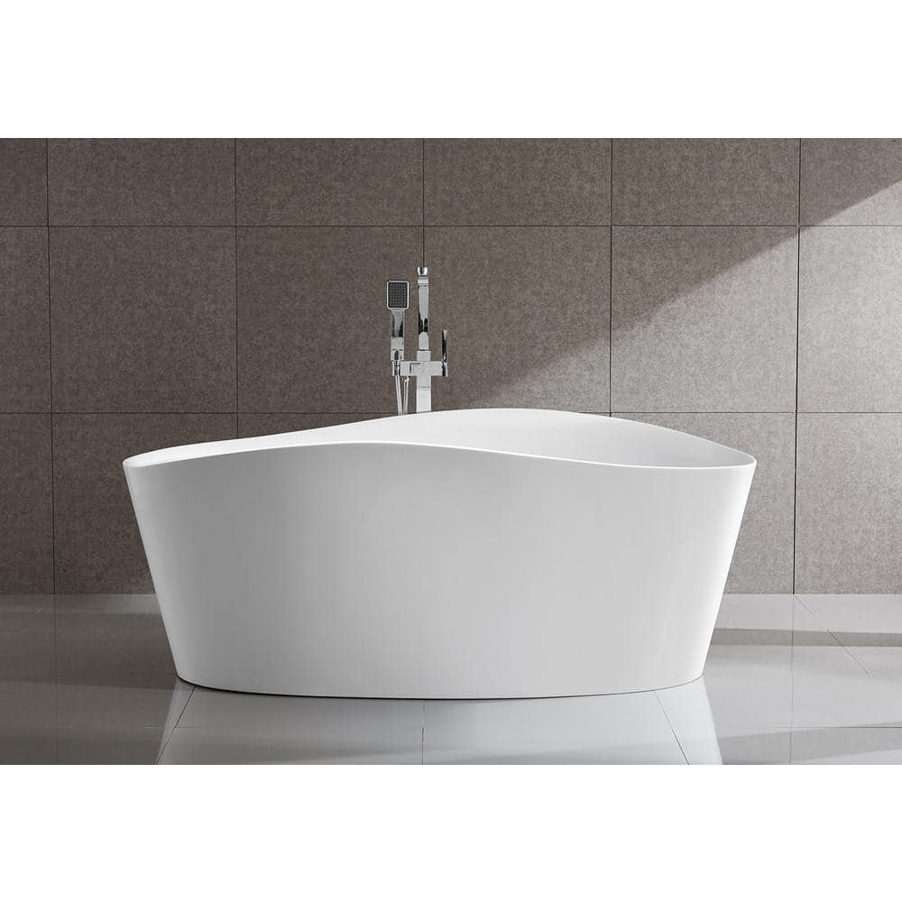 Bellaterra Home Grasse 67 in. Acrylic Flatbottom Non-Whirlpool Freestanding Bathtub in Glossy White (2)