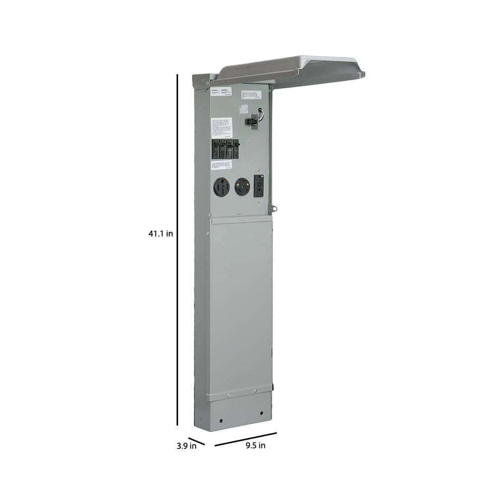 GE RV Pad Mount Pedestal with 50 Amp and 30 Amp RV Receptacles, 20 Amp GFCI Receptacle, and Photocell Light (3)