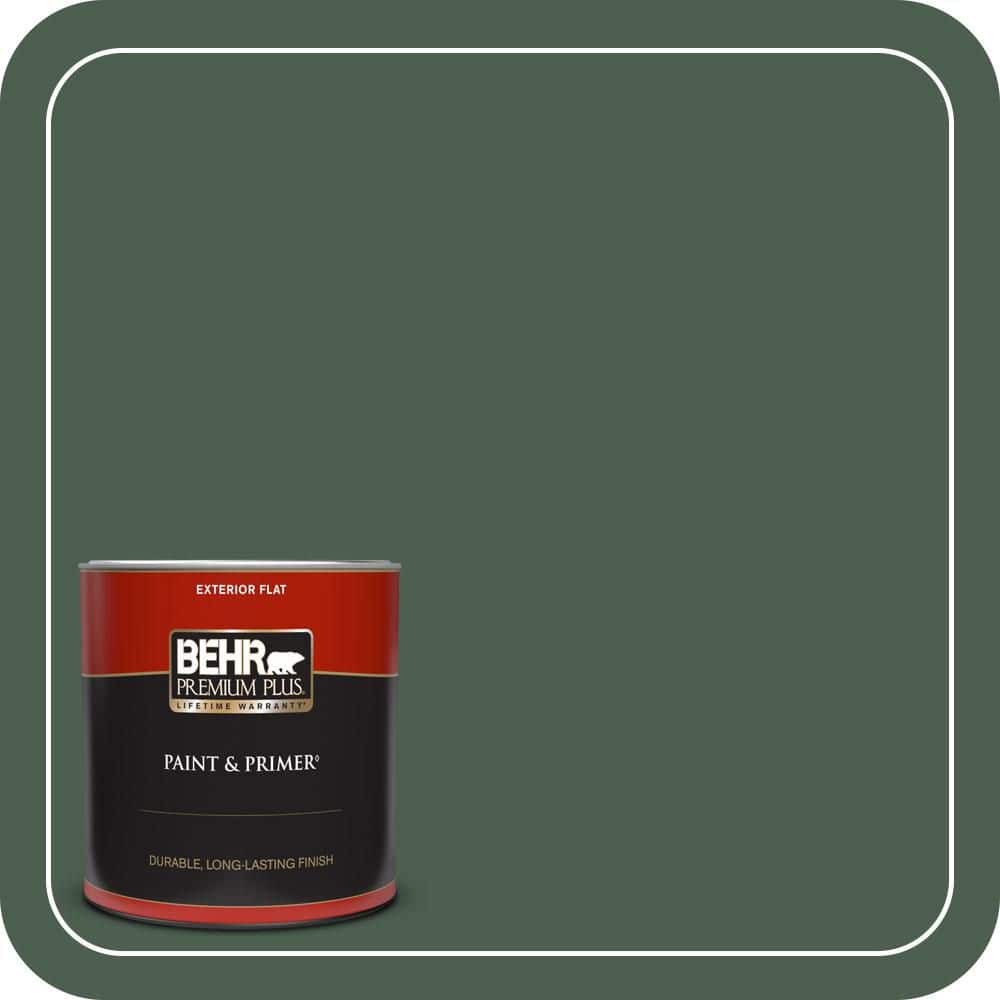 BEHR PREMIUM PLUS 1 qt. #N400-7 Vine Leaf Flat Exterior Paint & Primer