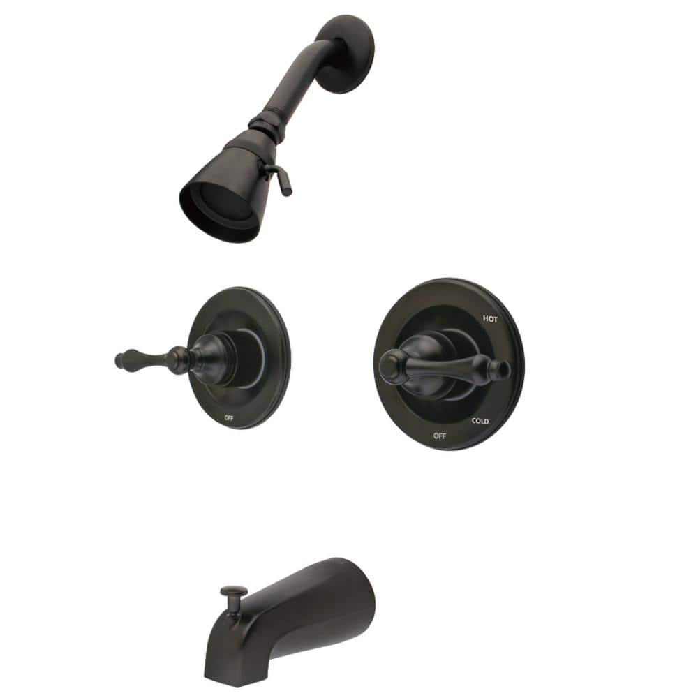 Kingston Brass Vintage Double Handle 1-Spray Tub and Shower Faucet 2 GPM with Corrosion Resistant in Oil Rubbed Bronze
