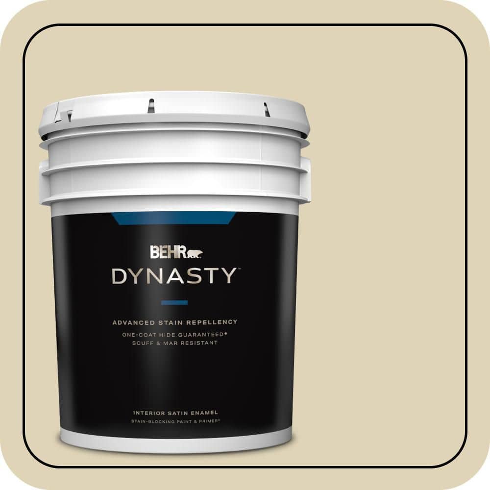 BEHR DYNASTY 5 gal. #MQ3-16 Limescent One-Coat Hide Satin Enamel Interior Stain-Blocking Paint & Primer