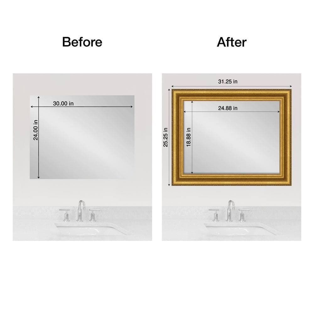 Amanti Art Mirror Makeover Parlor Gold 25.25 in. W x 31.25 in. H Bathroom Mirror Frame Border Kit-Fits a 24 x 30 Mirror (3)