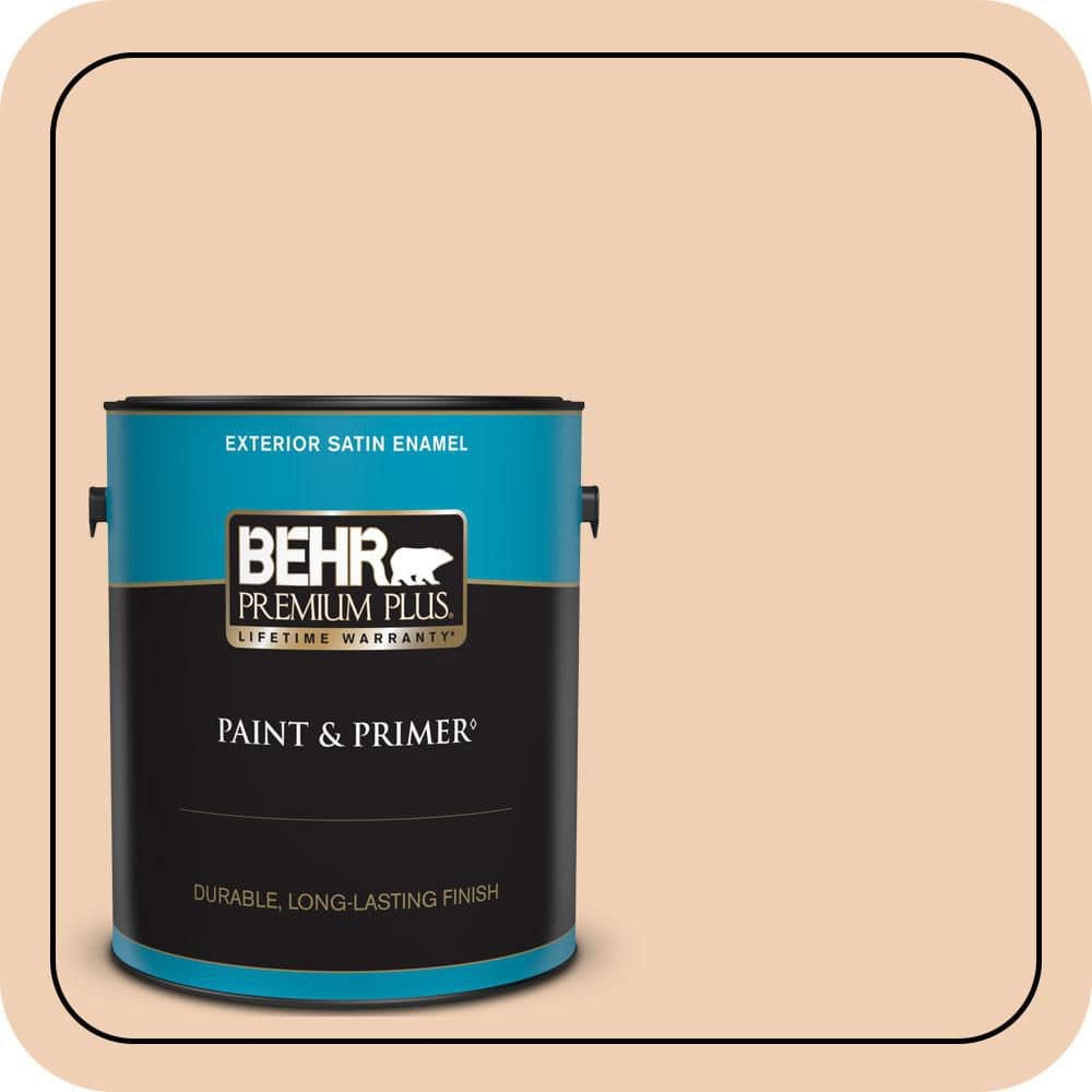 BEHR PREMIUM PLUS 1 gal. #PPU3-07 Pale Coral Satin Enamel Exterior Paint & Primer
