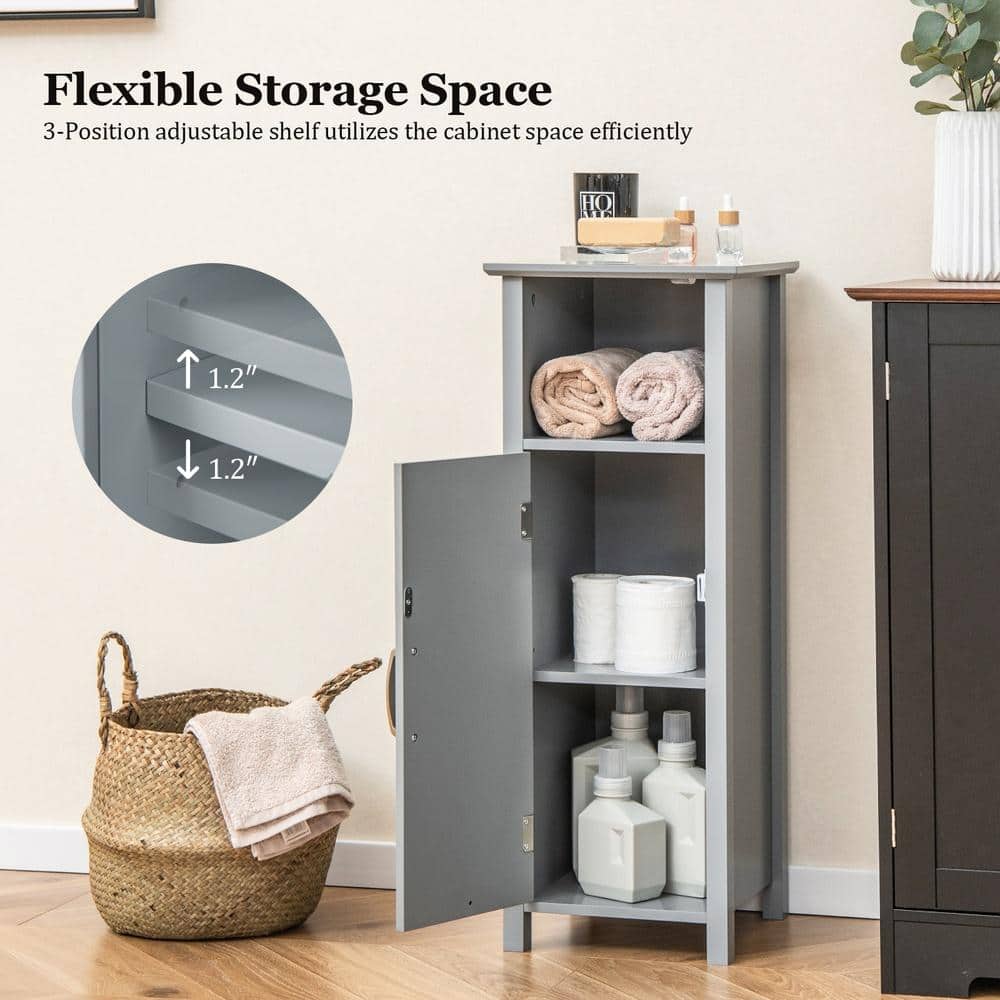 HONGGE Bathroom Storage Organizer with 2-Tier Cabinet Open Compartment 3-Position Adjustable Shelf 4 Legs (3)