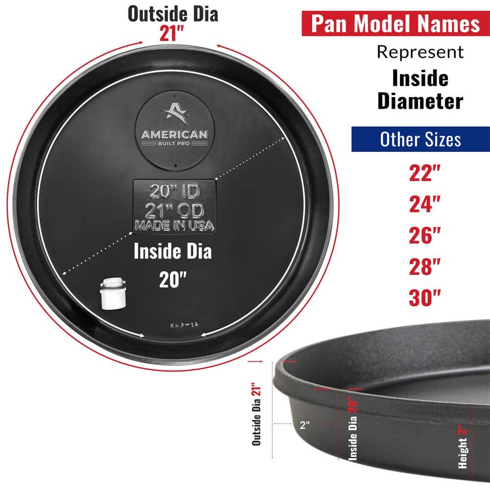 AMERICAN BUILT PRO 20 in. Plastic Water Heater Drain Pan with 1 in. Drainhose Adapter (3-Pack) (2)