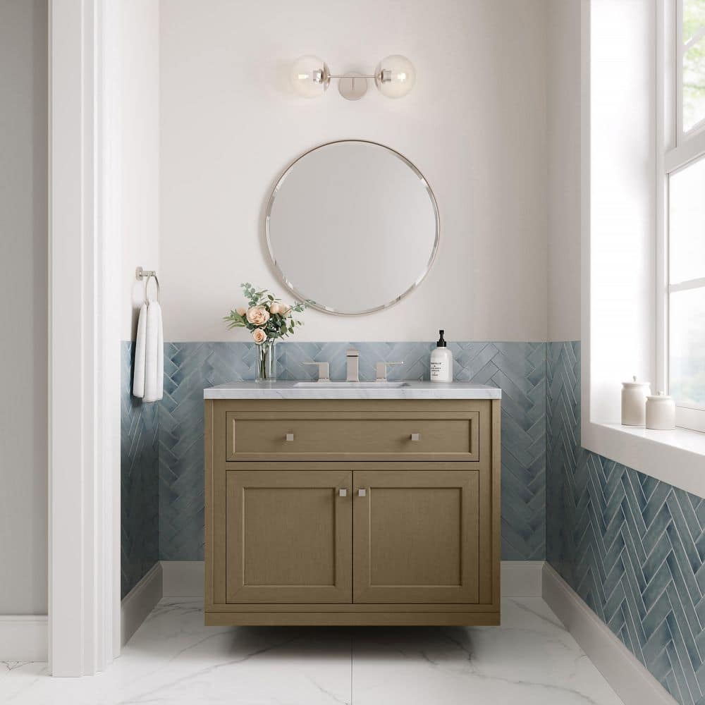James Martin Vanities Chicago 35.9 in. W x 23.3 in. D x 32.6 in. H Single Bath Vanity Cabinet Without Top in Walnut Whisper (1)