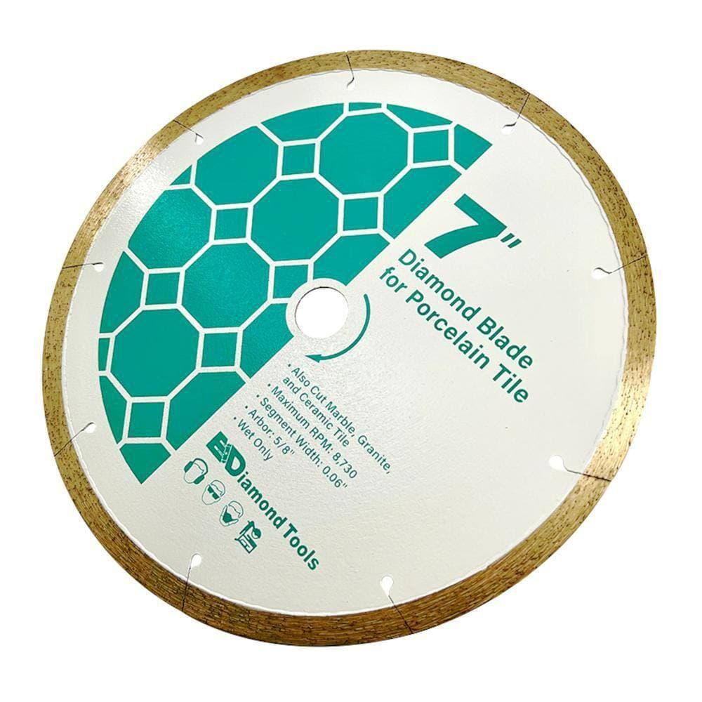 EDiamondTools 7 in. Ceramic and Stone Tile, Continuous Rim, 10 mm Segment Height, Diamond Saw Blade, Wet Only, 5/8 in. Arbor (3)