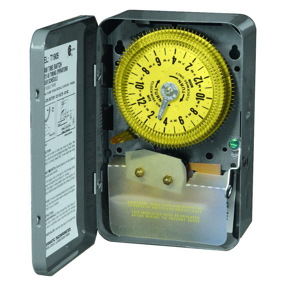 Intermatic T1900 Series 20 Amp 24-Hour Mechanical Time Switch with Steel Indoor Enclosure - Gray (3)