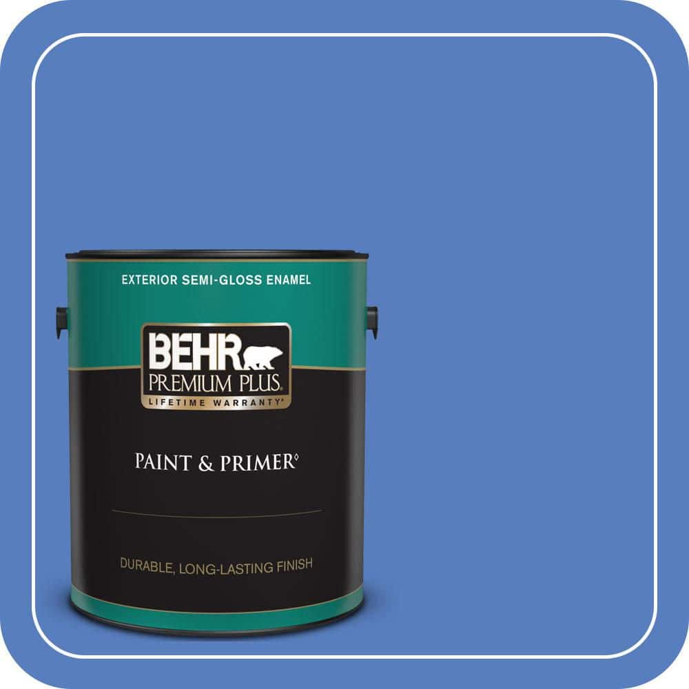 BEHR PREMIUM PLUS 1 gal. #MQ4-25 Blue Iolite Semi-Gloss Enamel Exterior Paint & Primer