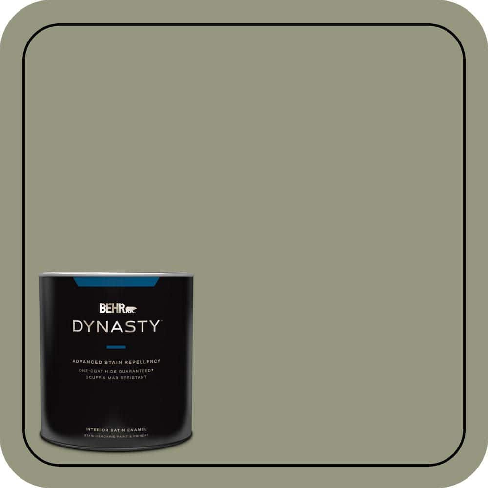 BEHR DYNASTY 1 qt. #S380-5 Milkweed Pod One-Coat Hide Satin Enamel Interior Stain-Blocking Paint & Primer