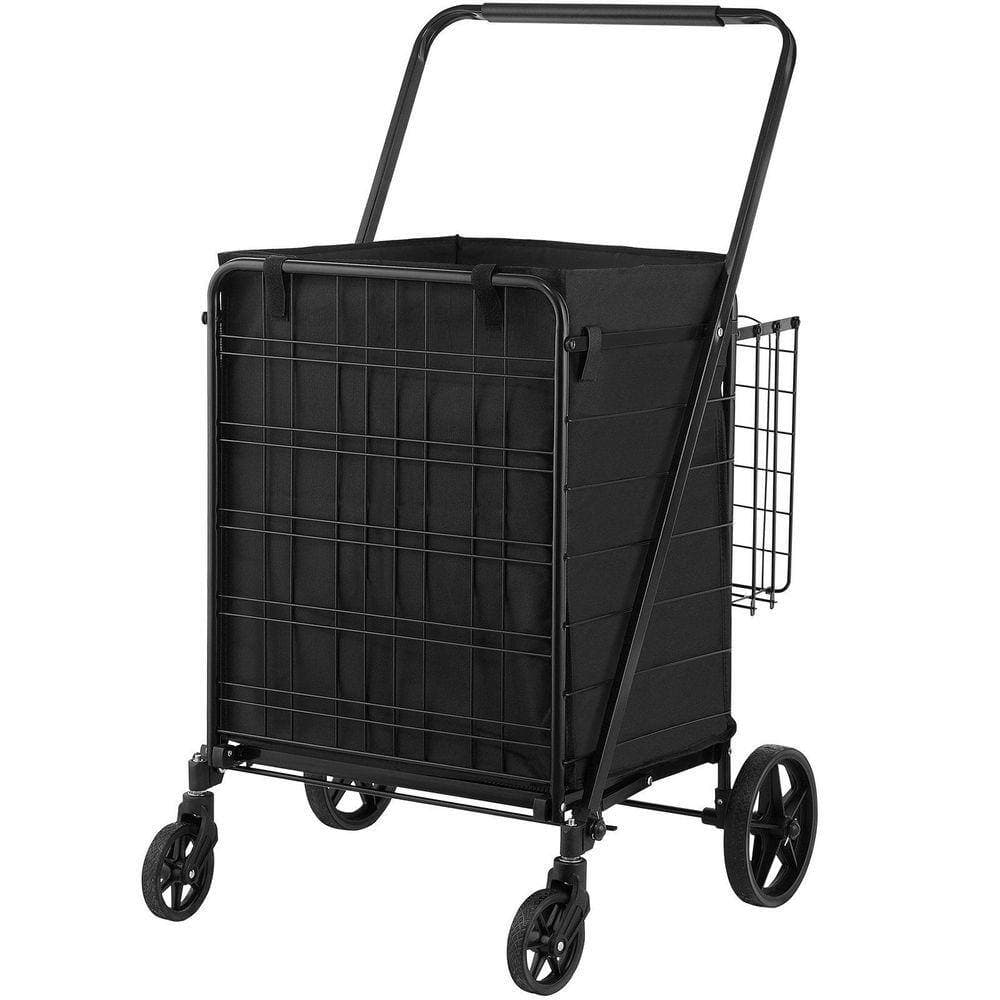 Miscool Avex 330 lb. Capacity Hand Truck Foldable Shopping Cart with Double Basket and 360° Swivel Wheels (2)