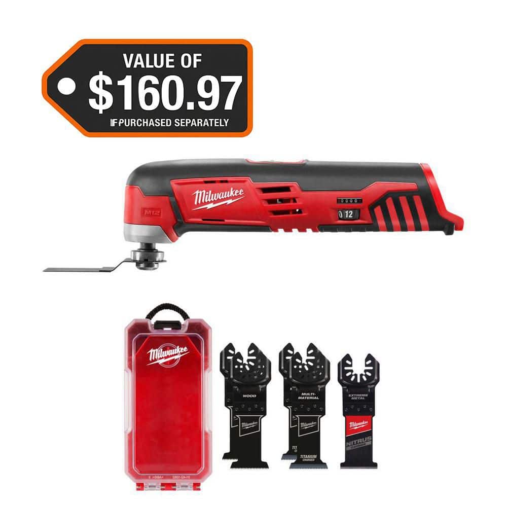 Milwaukee M12 12V Lithium-Ion Cordless Oscillating Multi-Tool & Multi-Tool Oscillating Blade Kit (5-Piece)