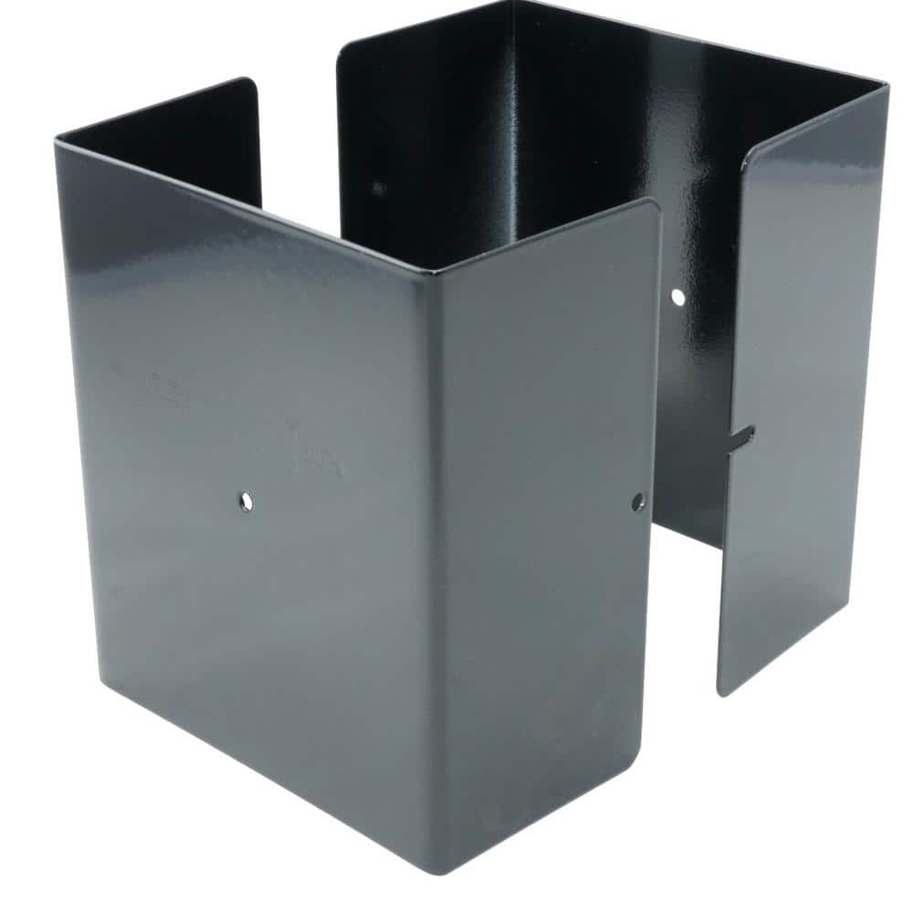 Fence Armor 5 in. x 5 in. x 1/2 ft. H Powder Coated Black - Galvanized Steel Pro Series Mailbox and Fence Post Guard (1)