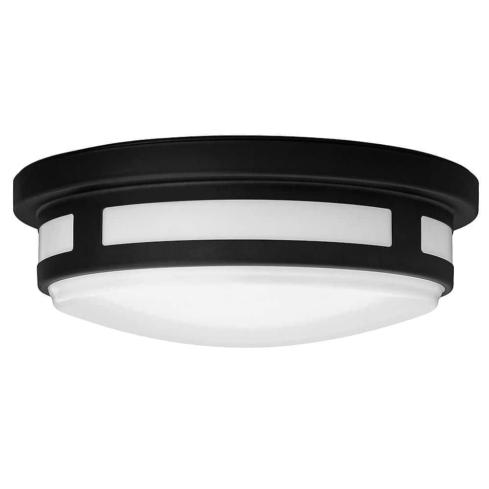 Hampton Bay 11 in. Round Black Integrated LED Indoor Outdoor Ceiling Light Flush Mount Adjustable CCT 830 Lumens Wet Rated (4)