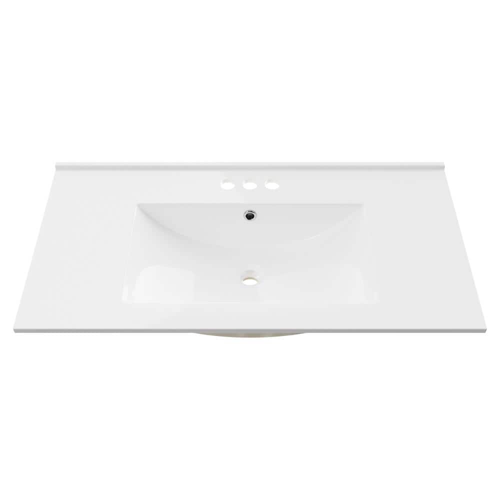 Luxeyard 36 in W x 18.25 in D Ceramic Vanity Top without Backsplash with Integrated Rectangular Basin in White (1)