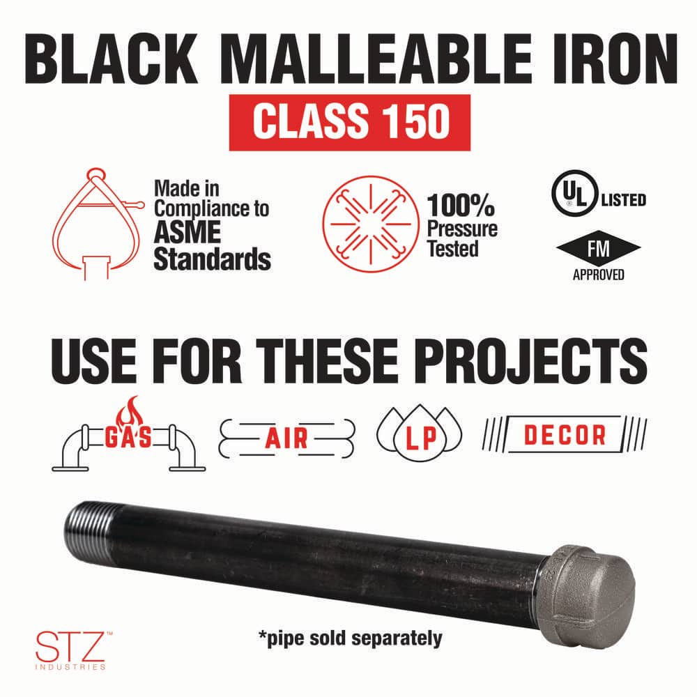 STZ 3/4 in. FIP Black Iron Cap (10-Pack) (4)