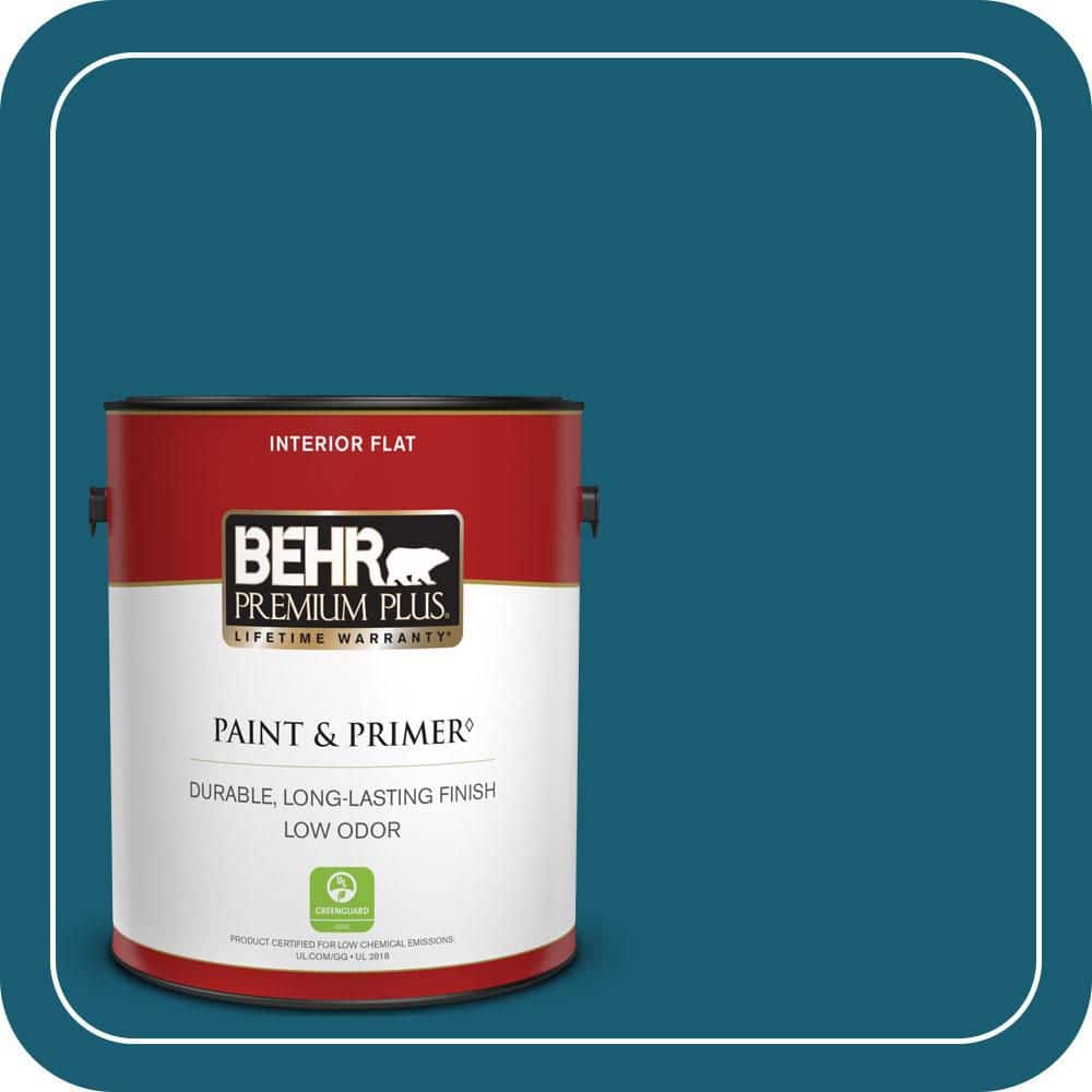 BEHR PREMIUM PLUS 1 gal. #540D-7 Deep Blue Sea Flat Low Odor Interior Paint & Primer (1)