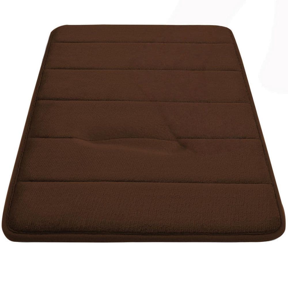 Numhew 32 in. x 20 in. 3 Piece Memory Foam Non-Slip Absorbent Bathroom Mats Set in Brown for Bathroom, Tub, Shower, and Toilet (3)
