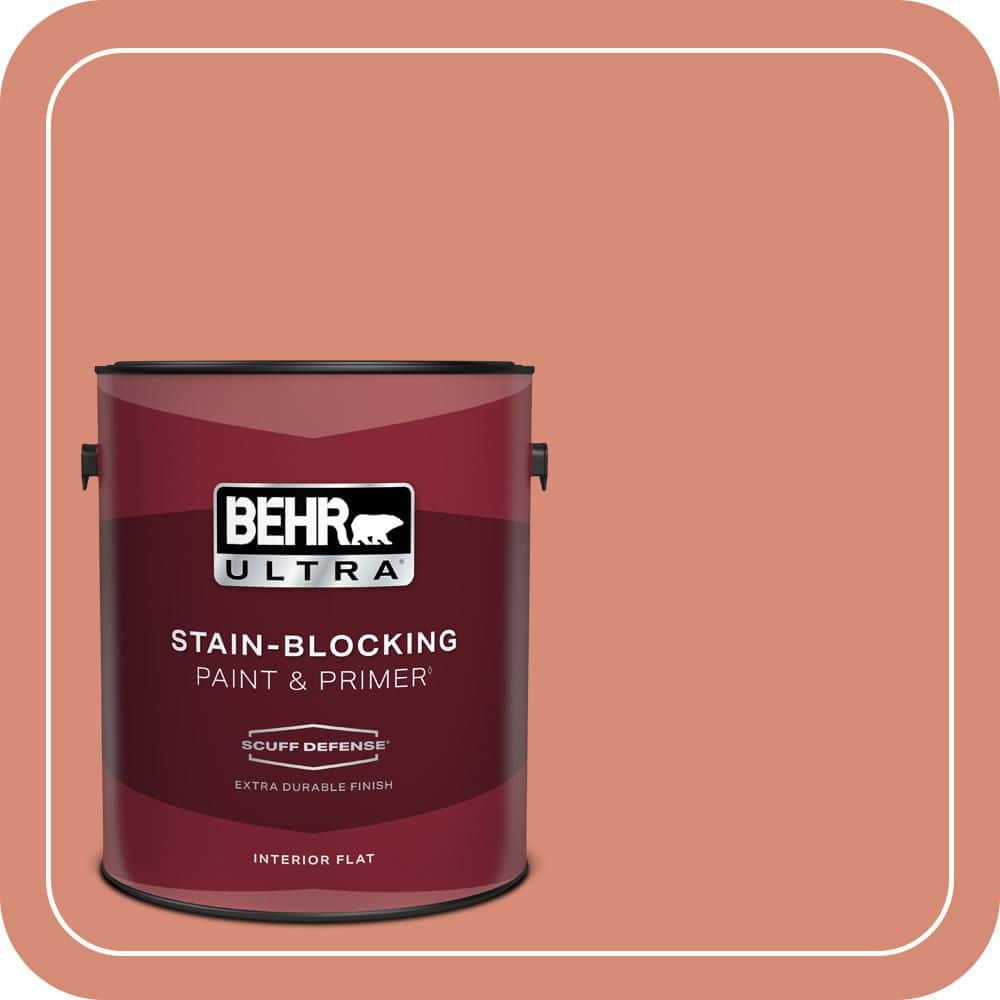 BEHR ULTRA 1 gal. #MQ4-32 Vintage Coral Extra Durable Flat Interior Paint & Primer