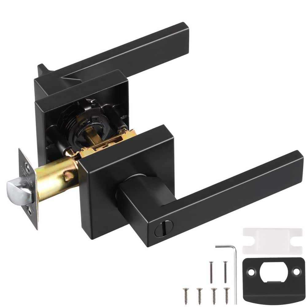 VEVOR Privacy Door Handle, 1 Pack Matte Black Door Lever, Handing Reversible Lever with Keyless Lock, Latches