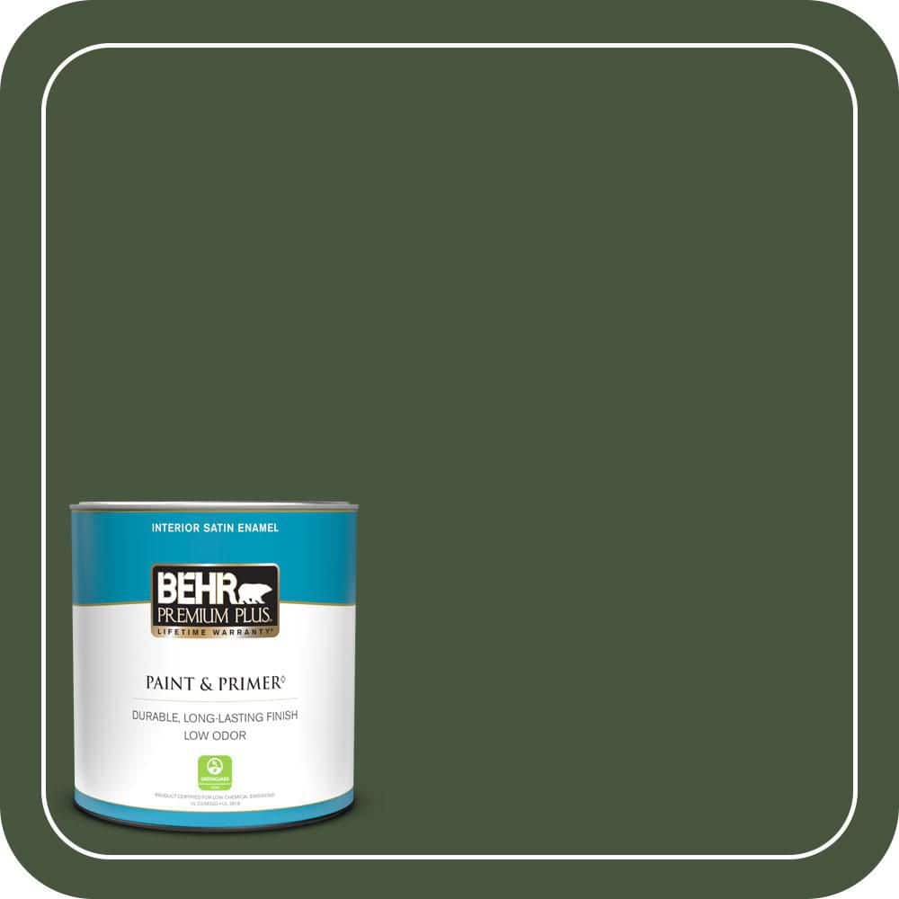 BEHR PREMIUM PLUS 1 qt. #MQ6-49 Chard Satin Enamel Low Odor Interior Paint & Primer