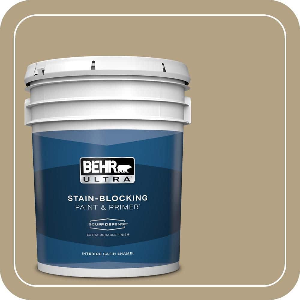 BEHR ULTRA 5 gal. #PPU8-07 Chamois Tan Extra Durable Satin Enamel Interior Paint & Primer