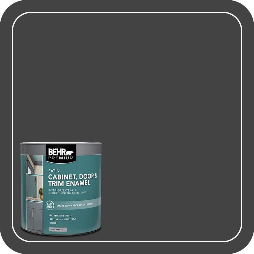 BEHR PREMIUM 1 qt. #S-H-790 Black Suede Satin Enamel Interior/Exterior Cabinet, Door & Trim Paint