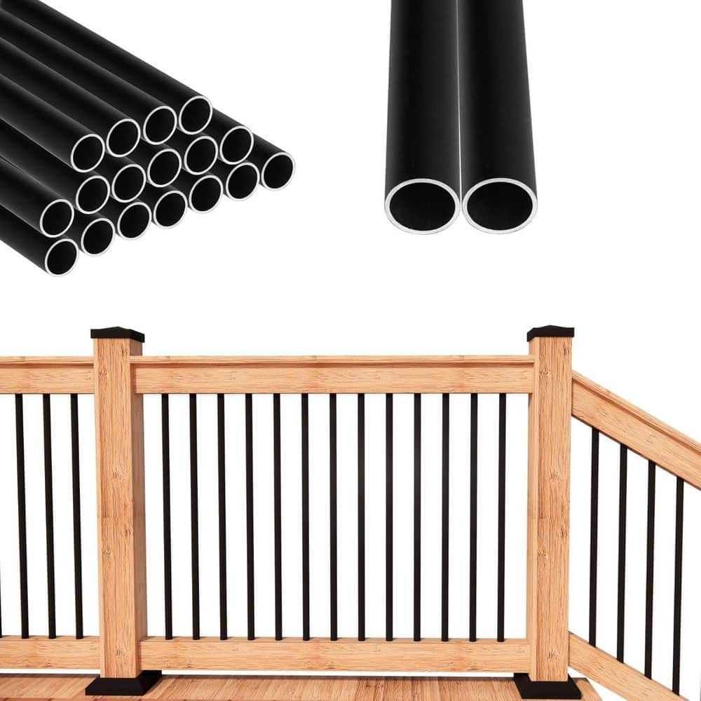 Afoxsos 26 in. H x .75 in. W Matte Black Aluminum Stair Railing Kit (1)