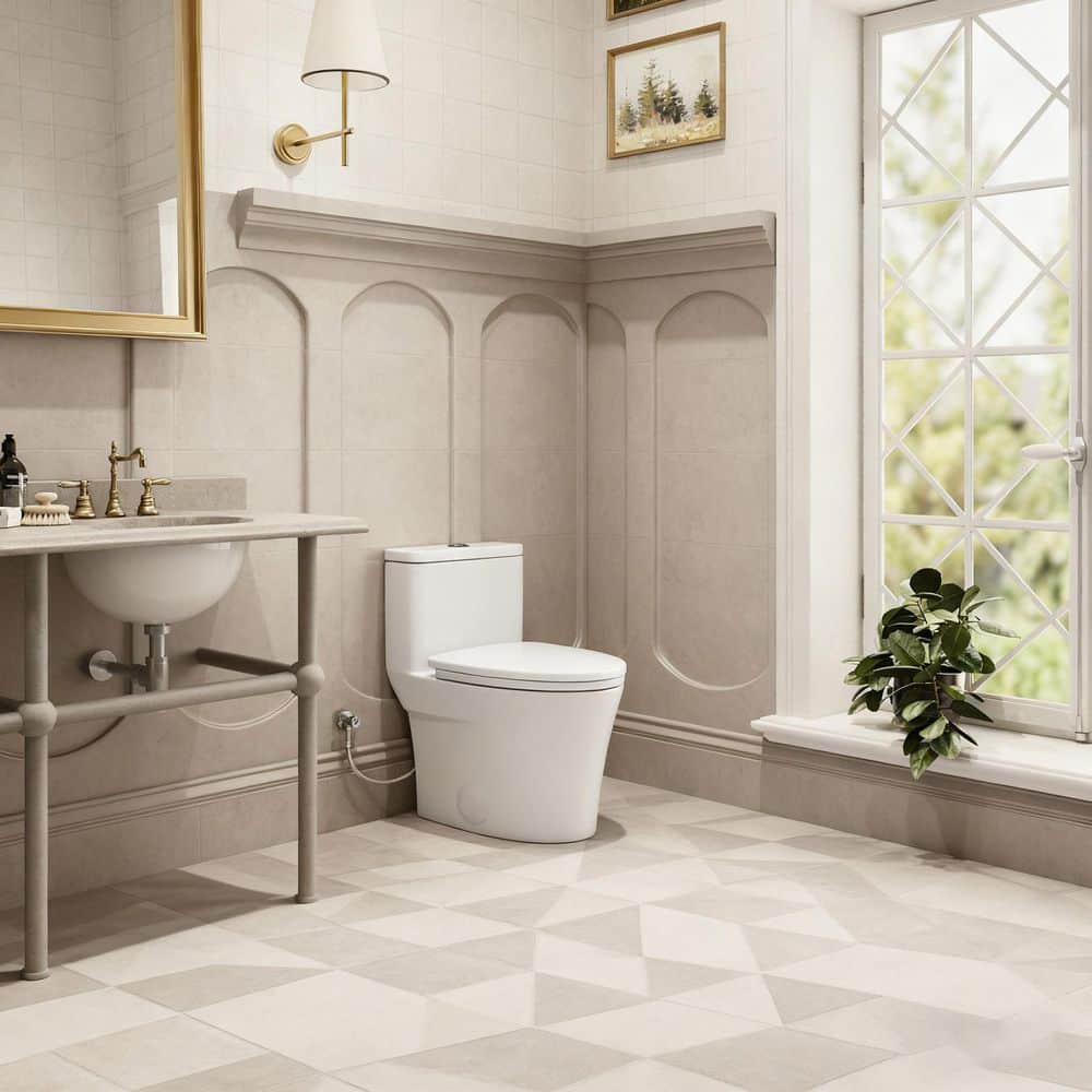 HOROW 1-Piece 12 in. Rough In 1.1/1.6 GPF Dual Flush Elongated Toilet in White with Quick-Release Seat (2)