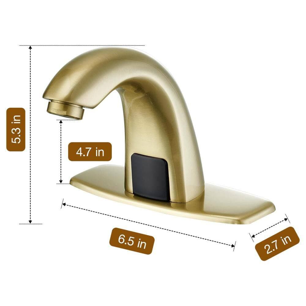 Numhew Touchless Bathroom Sink Faucet with Hole Cover Deck Plate and Touchless Faucet, Motion Automatic Sensor Faucet, Gold (2)