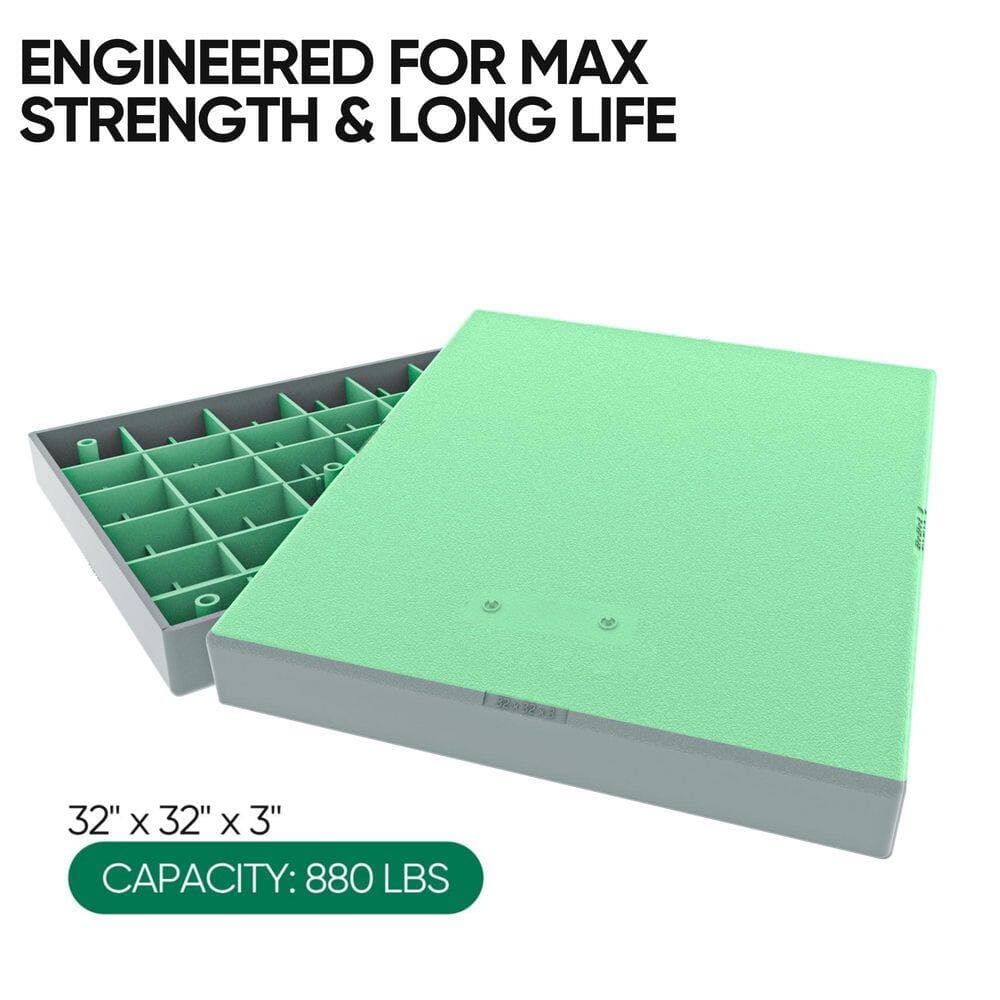 Helhom 32 x 32 x 3 in. Mini Split Ductless AC Pad, Floor Mounting Base Pad, Anti-Vibration Pad for Outside HVAC Unit (3)