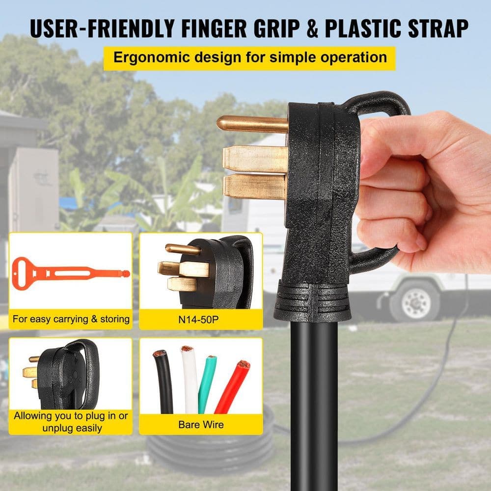 SKYSHALO 50 ft. 50 Amp 110 Volt Generator Extension Cord STW 6/3+8/1,6 Gauge Generator Cord Generator Power Cord N14-50P (2)